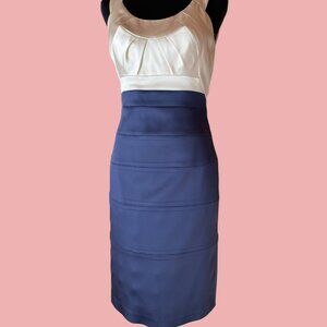 Navy blue and white sleeveless cocktail dress, size 4